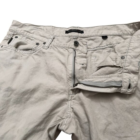 John Varvatos Pants Mens 34 Authentic Classic Straight Linen Cotton Blend Beige - Picture 3 of 8